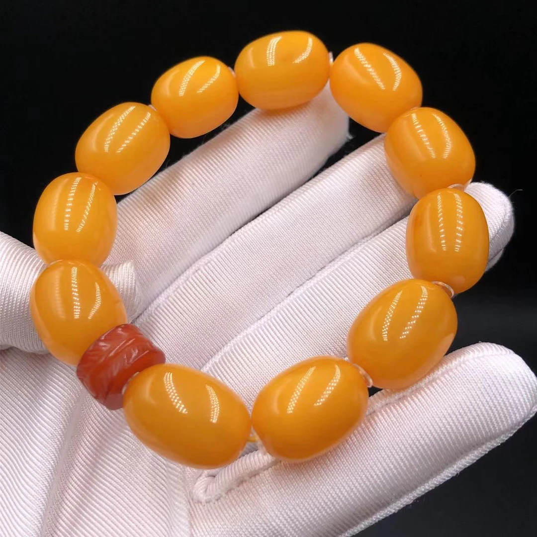 【亿轩珠宝】ZX037204焦皮料桶珠单圈手串diy老蜡13mm+