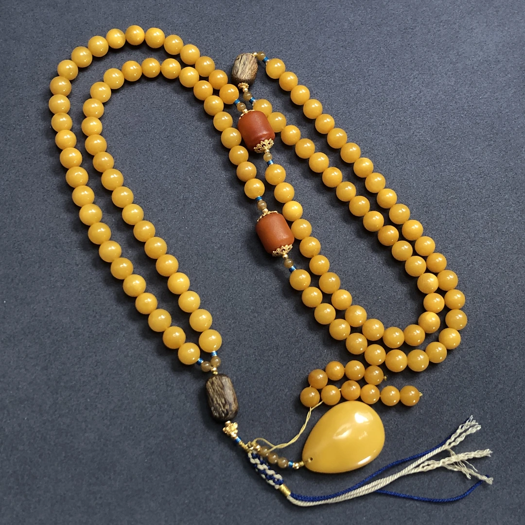 【亿轩珠宝】ZX102811焦皮料108毛衣链diy水滴&橘皮&沉香8-12mm+