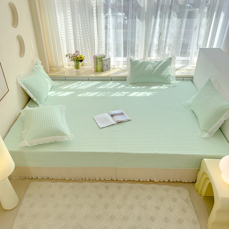 定做榻榻米床单纯色冰豆豆冰丝凉席夏季空调软席凉感炕盖防滑床盖