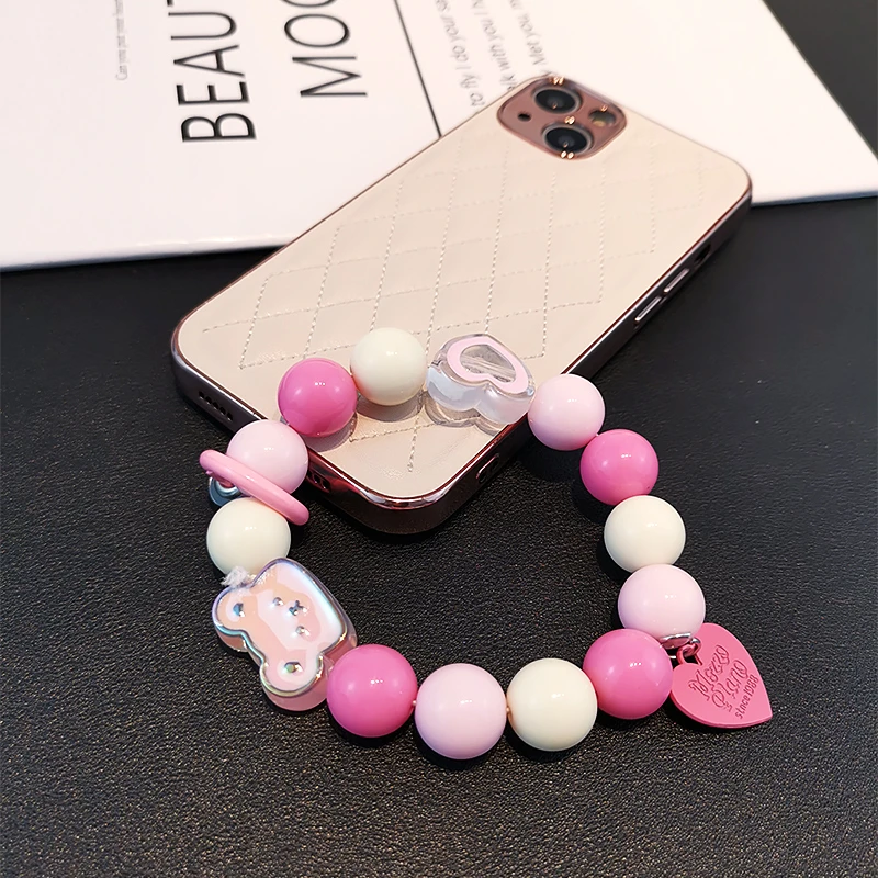 手机挂绳手腕串珠挂饰高端女款手提链条个性创意圆珠子手机壳挂件