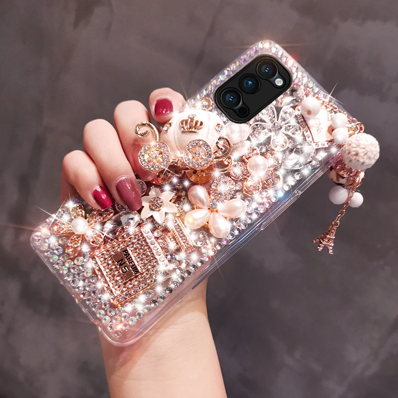 opporeno5手机壳奢华水钻女款reno5pro时尚水晶宝石reno5pro+创意