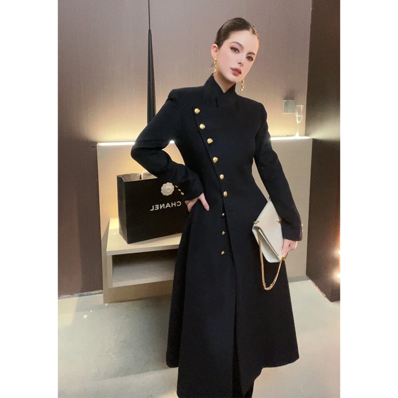 （特价）一排扣中长款毛呢外套WT26712