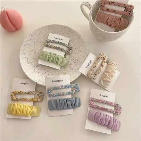 2个装小清新碎花布艺发夹甜美百搭BB夹刘海夹日韩少女发卡发饰品