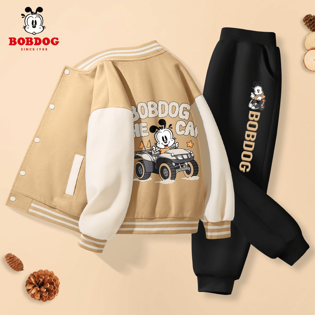 巴布豆卡乐男童春秋套装2024新款男孩棒球服外套两件套儿童秋装潮