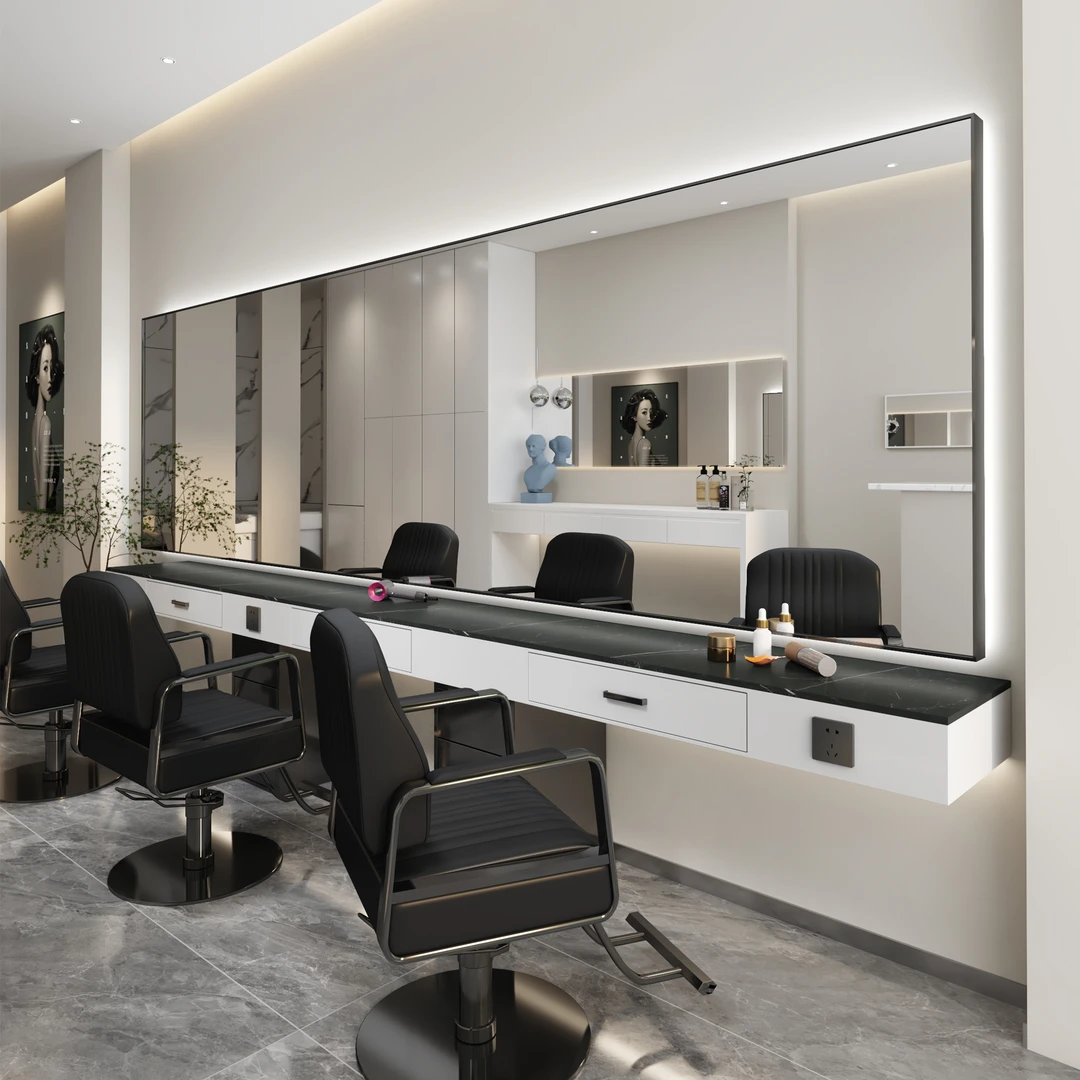 镜台镜子理发店灯镜发廊高端剪发镜美发店横挂专用镜染烫网红大通