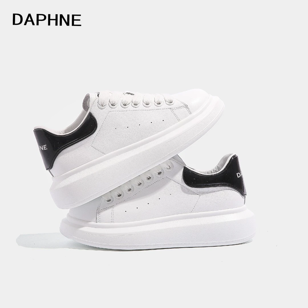 Daphne/达芙妮2025秋冬爆款小白鞋加绒保暖厚底增高百搭真皮女鞋