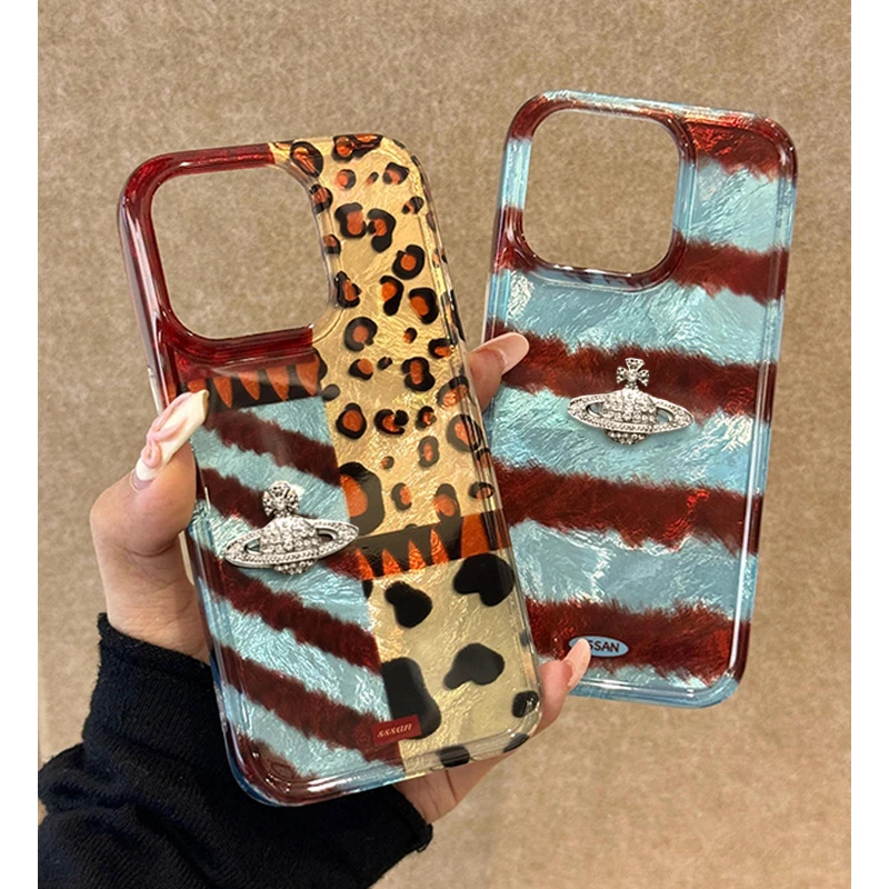 BANCA豹纹拼接立体星球适用苹果16手机壳iphone15/14promax高级13