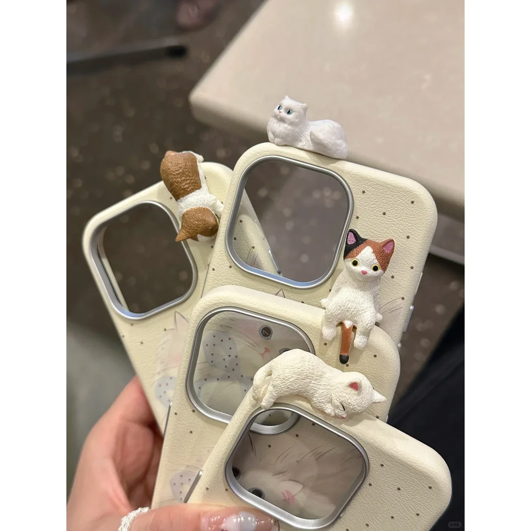 BANCAins卡通趴趴立体猫咪适用iPhone16promax手机壳15/14/13/12