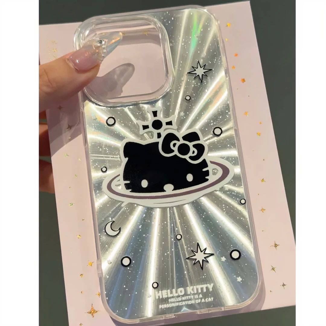 BANCA极光纹黑色星球KT猫iPhone15/14promax手机壳11苹果13高级12