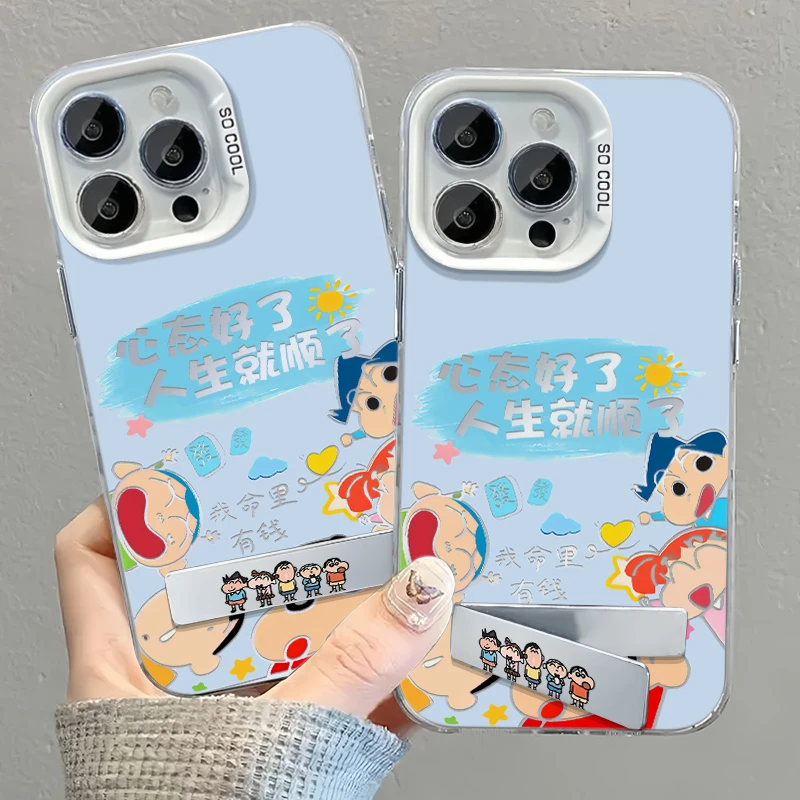 BANCA卡通小新支架适用iphone16/15手机壳华为p70vivo小米14oppo