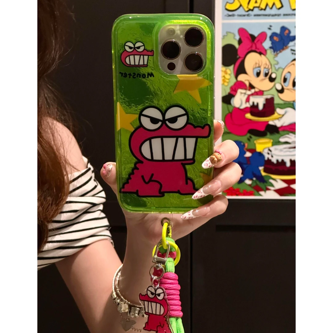 BANCA卡通生气粉鳄鱼适用苹果16手机壳iphone15/14promax冰川壳13