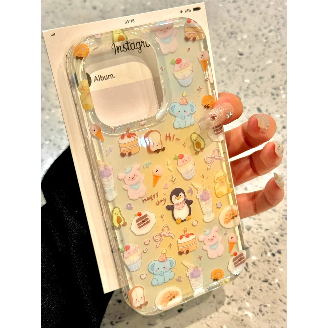 BANCA甜品企鹅可爱适用苹果16/15promax手机壳iPhone13创意12日韩