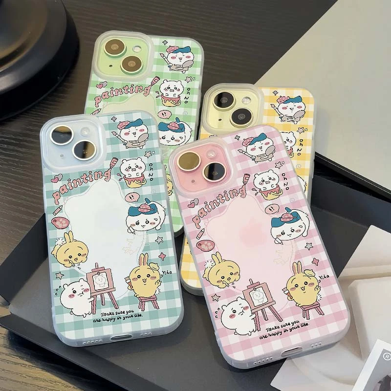 BANCA格纹乌萨奇吉伊苹果15手机壳iPhone13/14promax磨砂12可爱11