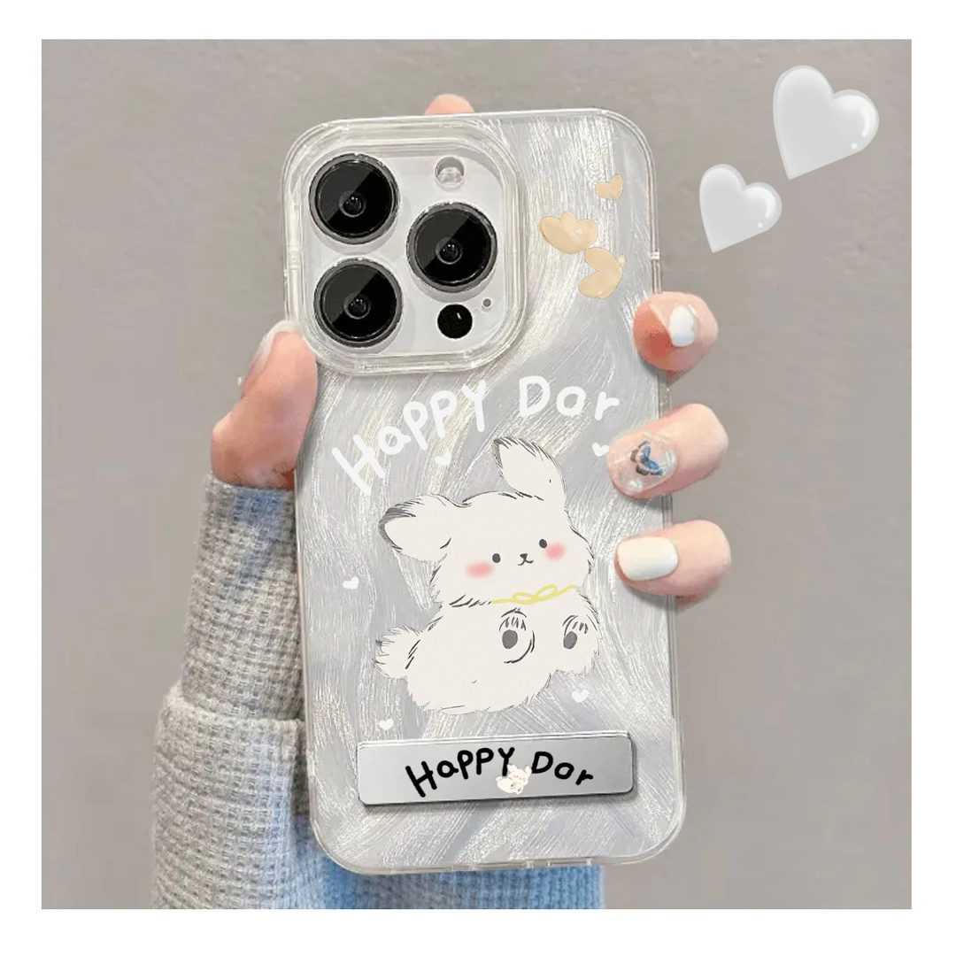 BANCA 可爱跳跃小狗支架iPhone15/14pro手机壳华为vivo小米oppo套