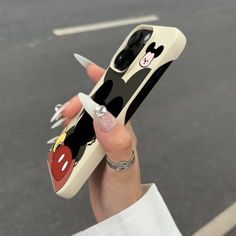 BANCA背对重影米奇适用iPhone15/14promax半包手机壳苹果13/12套