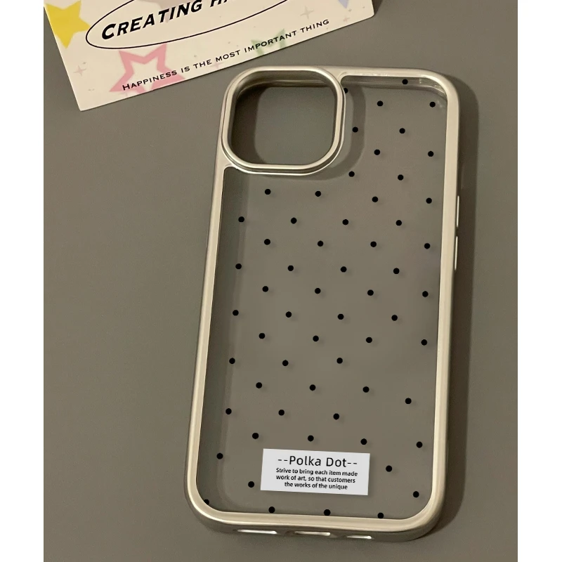 BANCA满屏黑色小波点iPhone15/14promax手机壳苹果13电镀12透明11