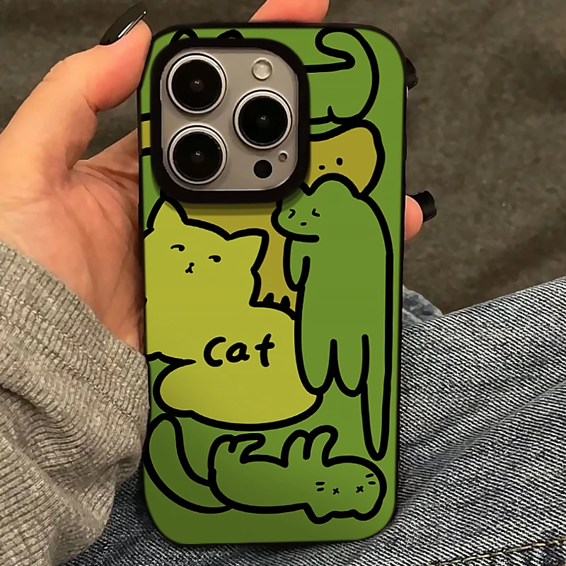 BANCA绿色猫咪森林适用iPhone15/14PM手机壳11苹果13/12果冻壳xs