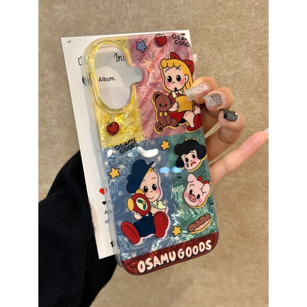 BANCA日韩撞色卡通原田治适用苹果16/15手机壳华为vivo小米14oppo