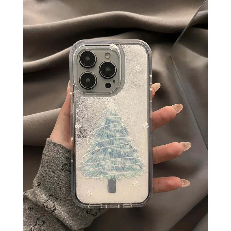 BANCA下雪花圣诞树流沙适用苹果16手机壳iphone15高级14promax/13