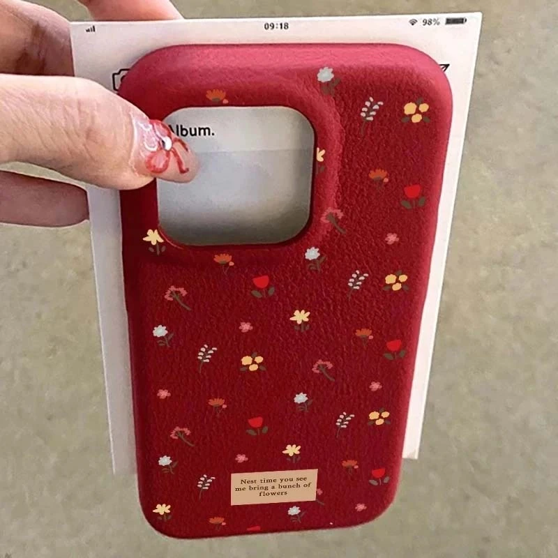 BANCA秋冬ins满屏碎花适用iphone16/15手机壳苹果14皮纹13华为p70