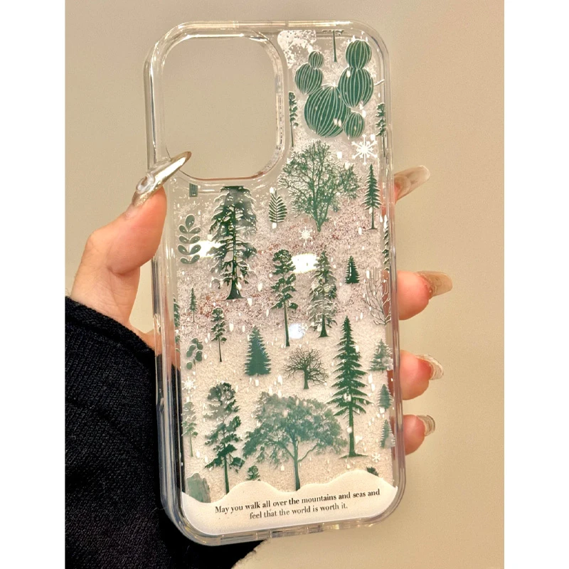 BANCA松林绿飘雪流沙适用iPhone16苹果15手机壳华为vivo小米oppo