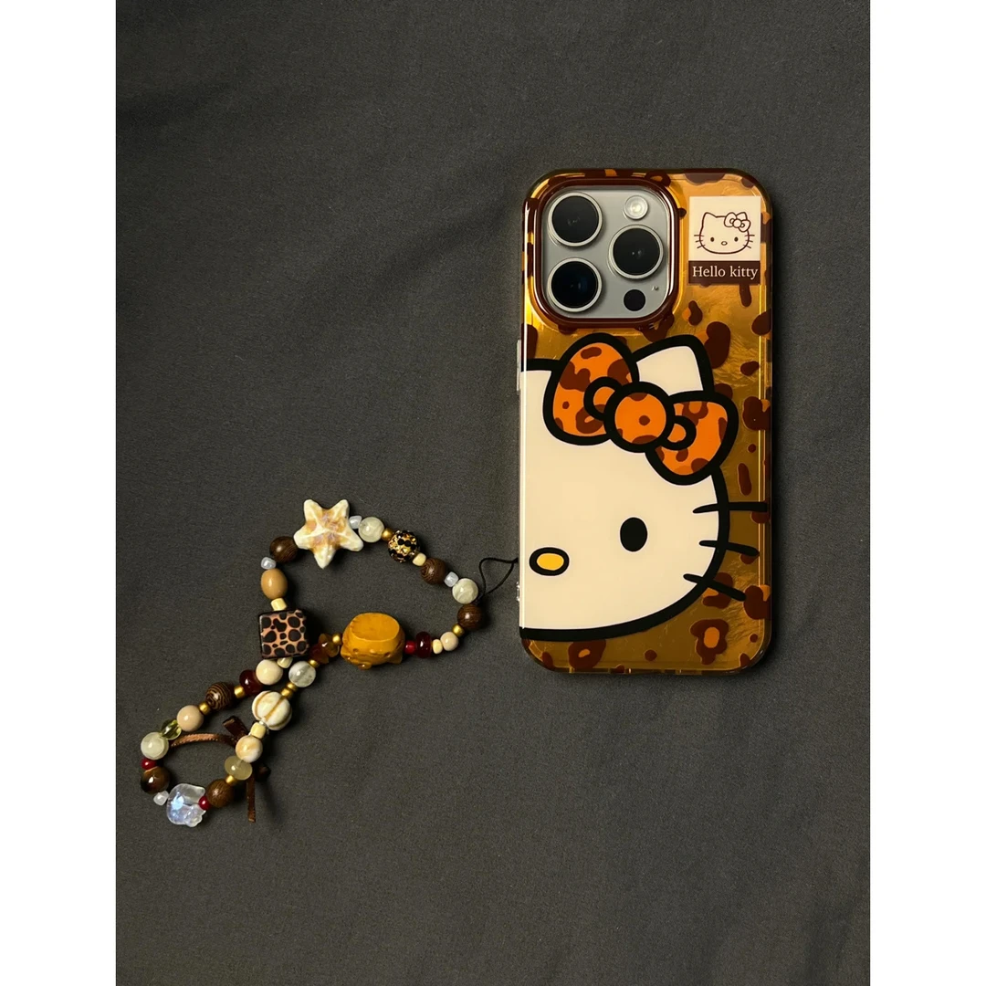 BANCA豹纹蝴蝶结KT手链适用苹果16手机壳iphone15/14新款13冰川12