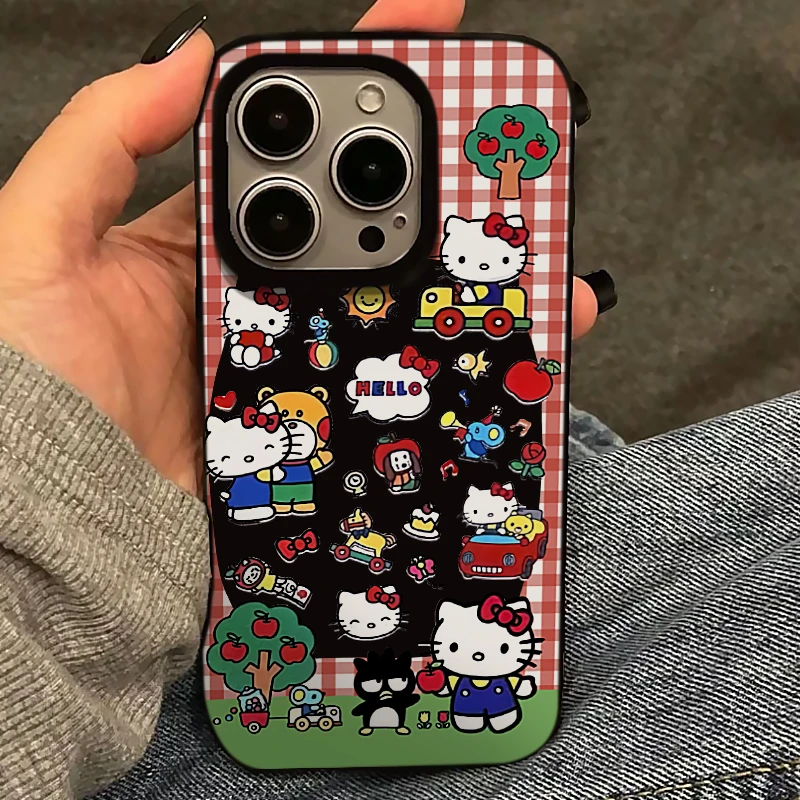 BANCA红格纹凯蒂猫适用iPhone15/14PM果冻手机壳11苹果13/12PRO套