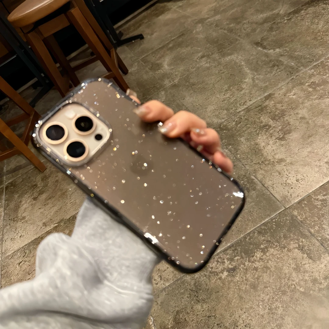 BANCA高级细闪透黑适用苹果16promax手机壳iphone14/12/13软15女