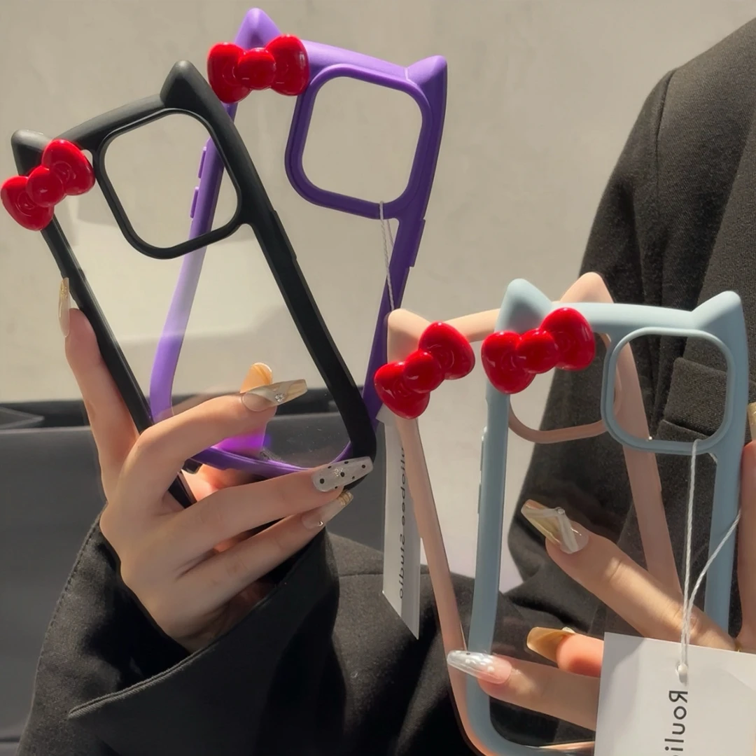 BANCA立体蝴蝶结猫耳朵iPhone13手机壳11苹果15promax女14/13套12