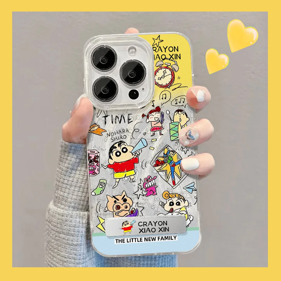 BANCA拼接涂鸦小新支架华为小米苹果15手机壳iPhone14Promax13/12