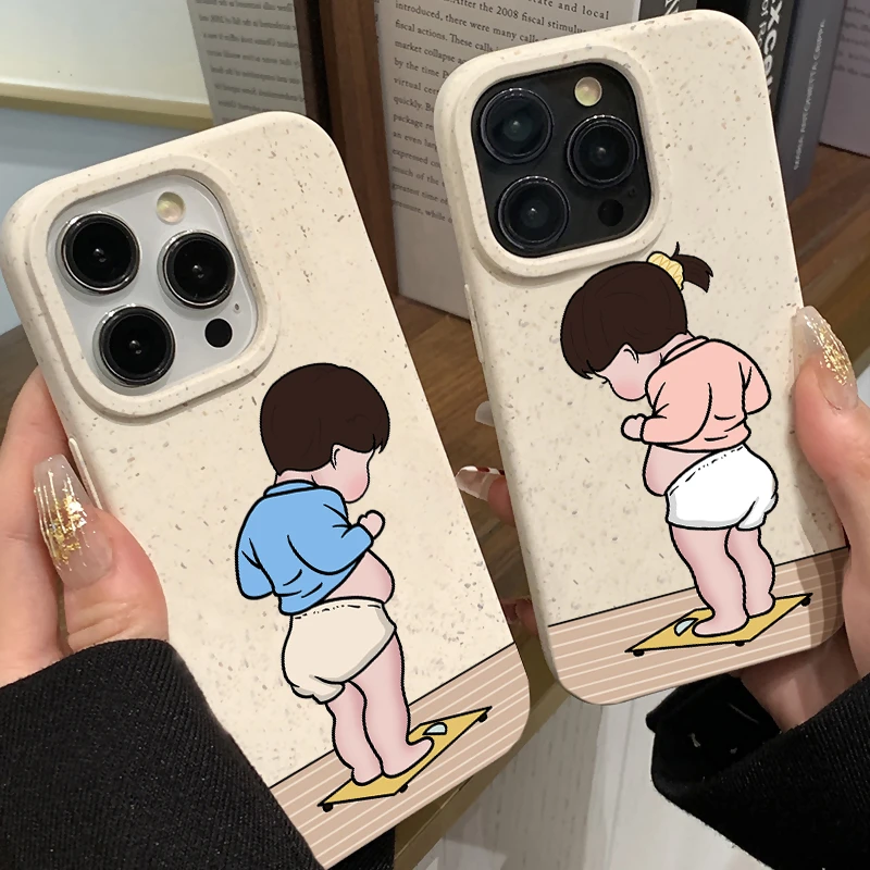 BANCA减肥称重男女iPhone15/14pro小麦情侣手机壳苹果13全包12/11