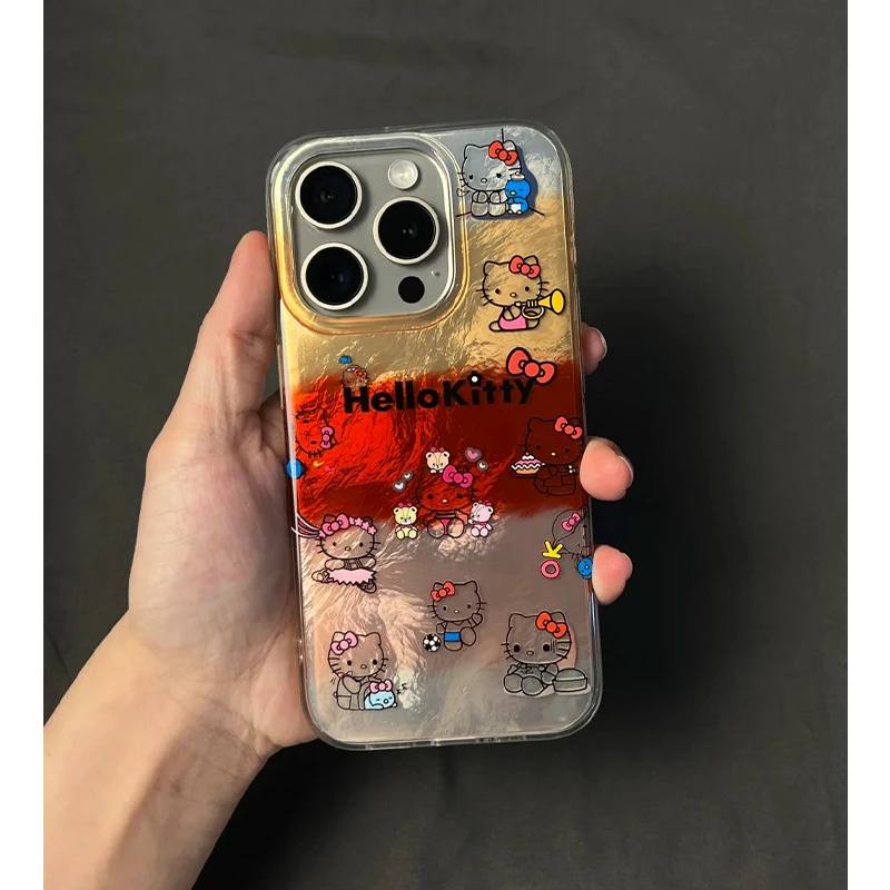 BANCA晕染渐变kitty猫适用苹果16/15手机壳华为p70vivo小米14oppo