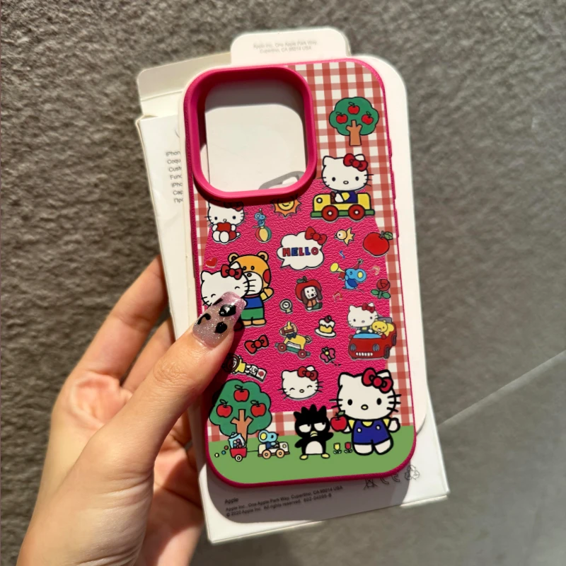 BANCA红格苹果树凯蒂适用苹果15手机壳iphone13/14荔枝纹12磨砂11