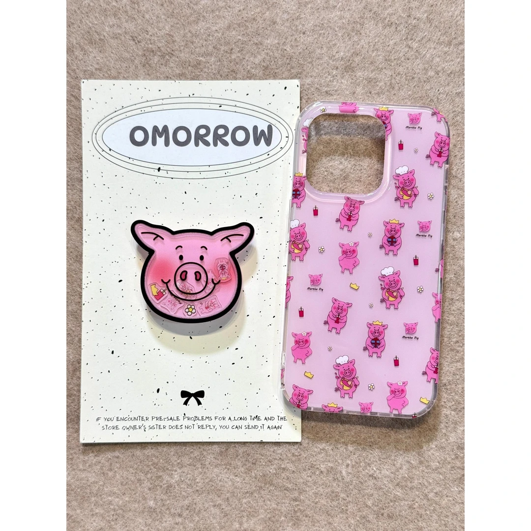 BANCA可爱粉玛莎猪摇摇乐支架适用苹果16/15手机壳华为vivo小米14