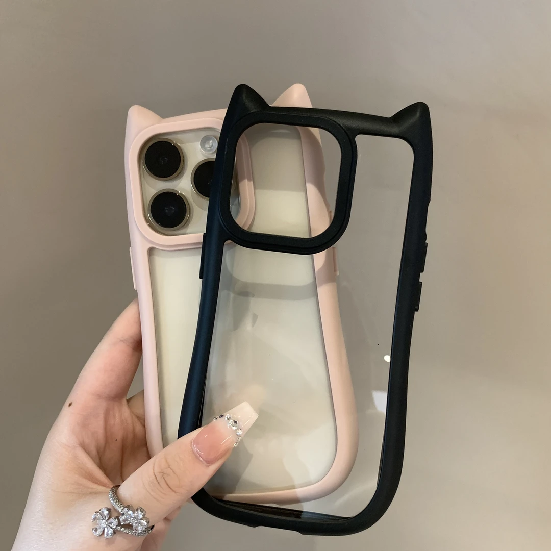 BANCA透明立体猫耳朵iPhone15/14promax手机壳苹果13新款12可爱11