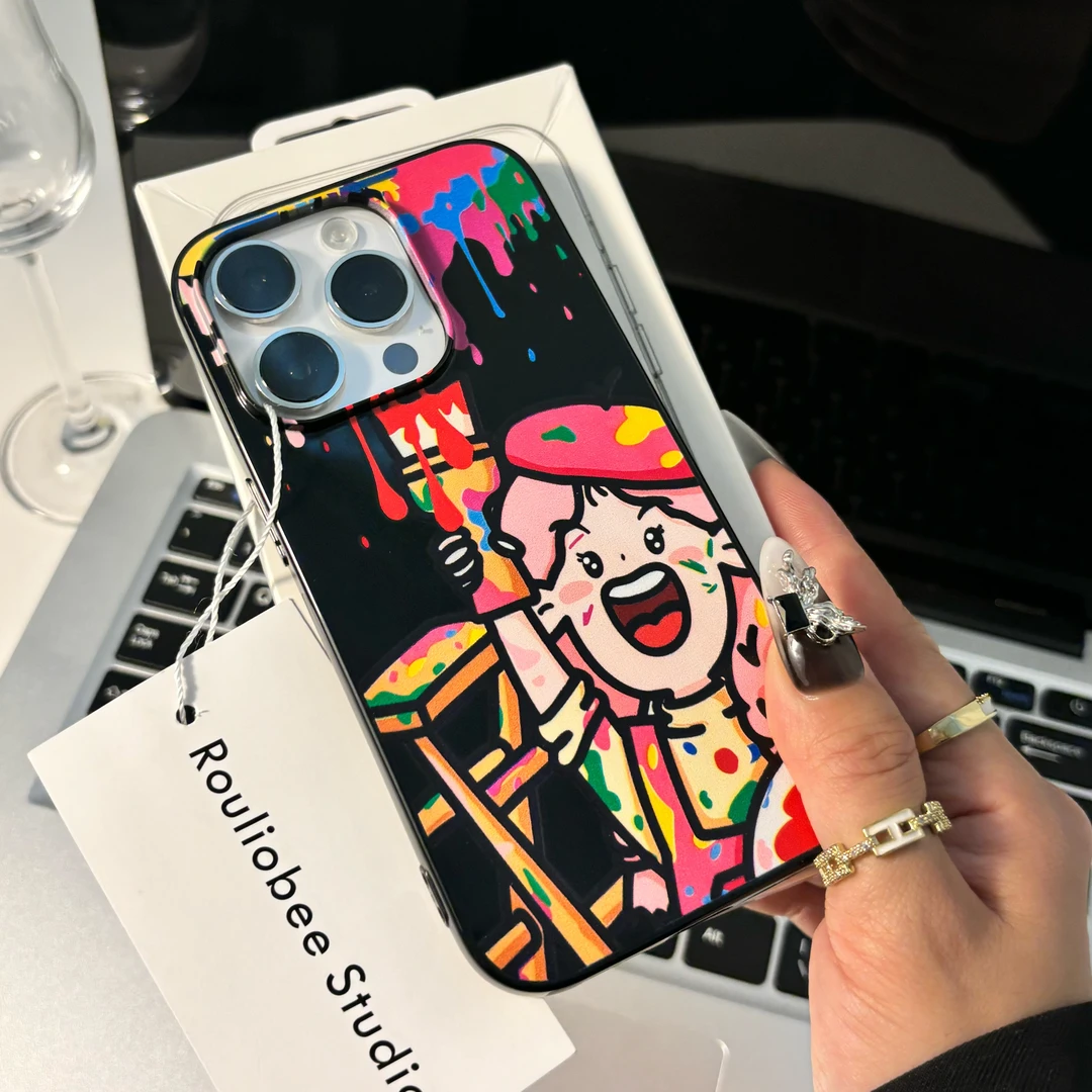 BANCA彩色涂鸦画家适用iPhone15/14promax手机壳11苹果13/12软套