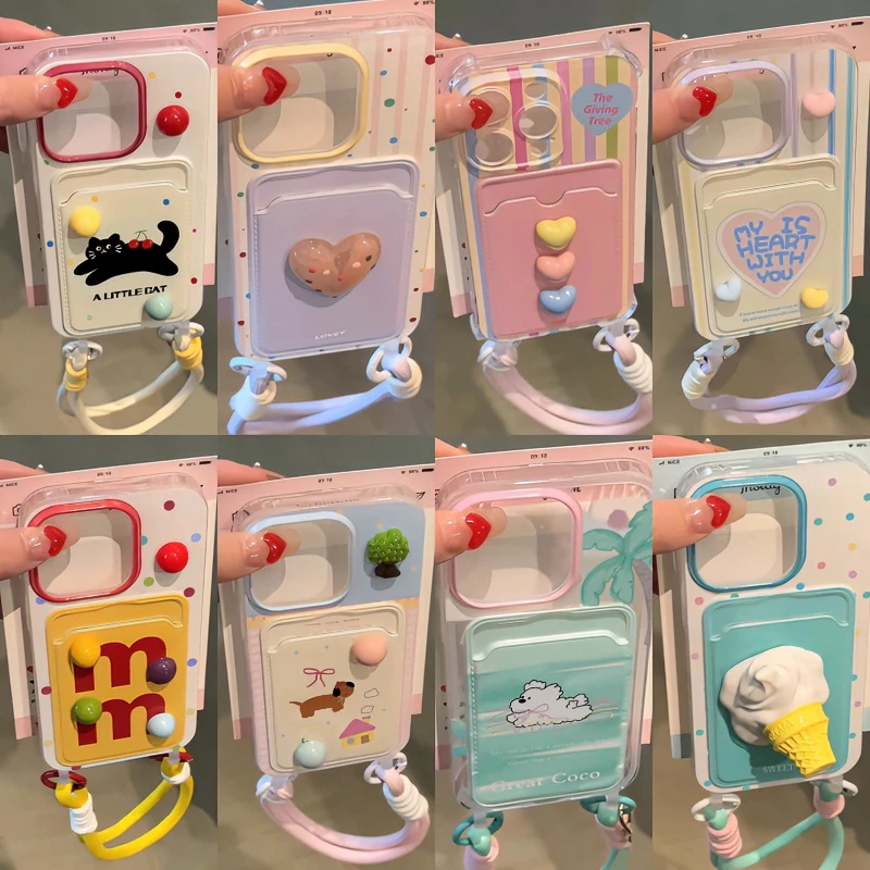 BANCAins卡包挂绳卡通适用苹果15promax手机壳iPhone13/14/12女11