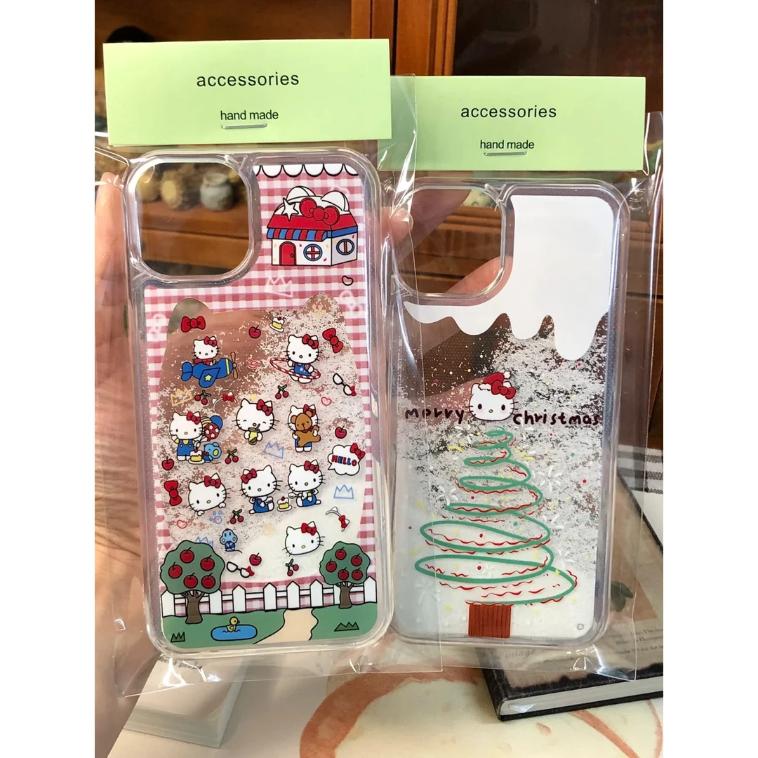 BANCA圣诞树格纹kitty屋流沙壳适用iPhone15/16pro手机壳苹果14/1