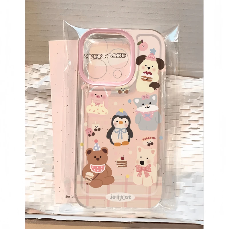 BANCA粉嘟嘟小动物适用iPhone15手机壳苹果16华为vivo小米14oppo