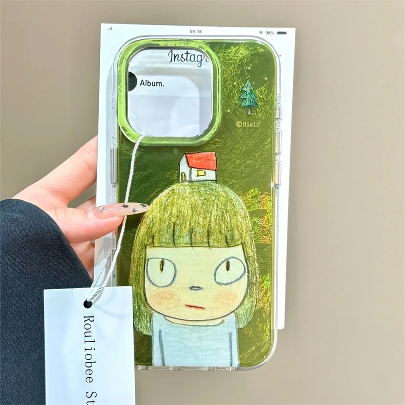 BANCA手绘奈良美智适用苹果16/15/13手机壳华为P70vivo小米14oppo