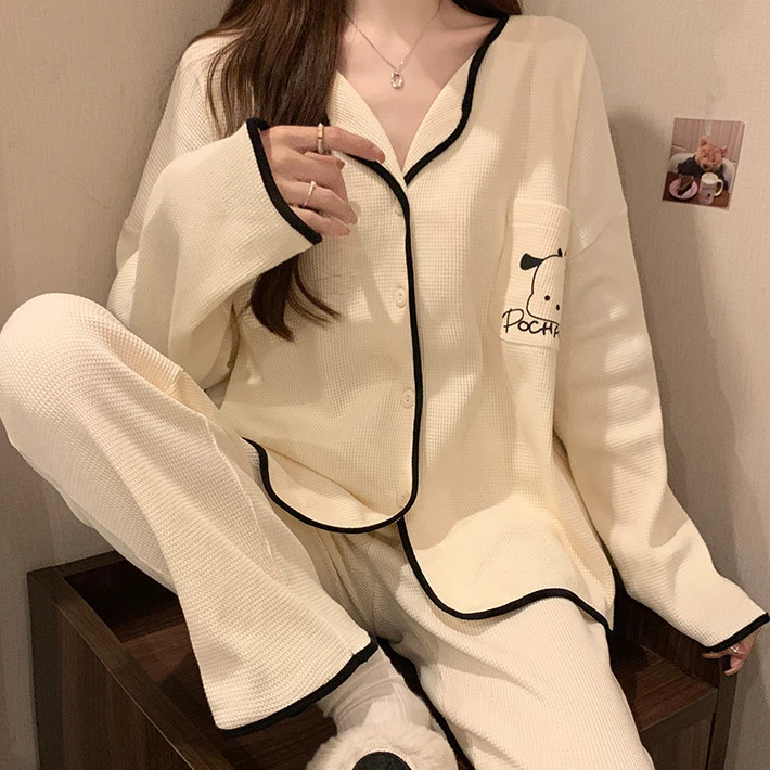 睡衣女套装秋季夏季开衫韩版长袖长裤可爱女士居家可外穿睡衣套装