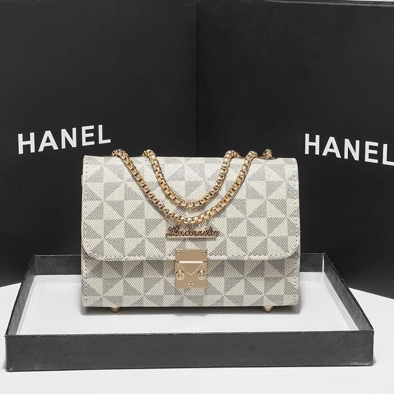 轻奢斜挎包新款棋盘格百搭高级单肩包大容量链条女包小众