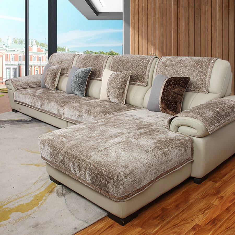 皮沙发专用沙发垫坐垫沙发套布艺四季通用防滑全包半包现代毛2023