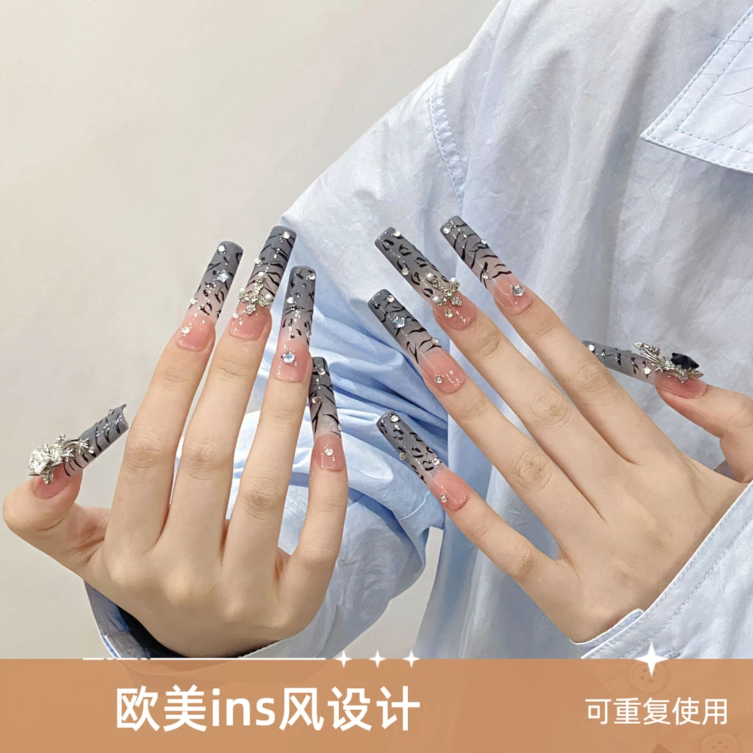 【笔管甲】《亚当同款》欧美风ins甲纯手工穿戴甲穿戴甲穿戴甲夏季