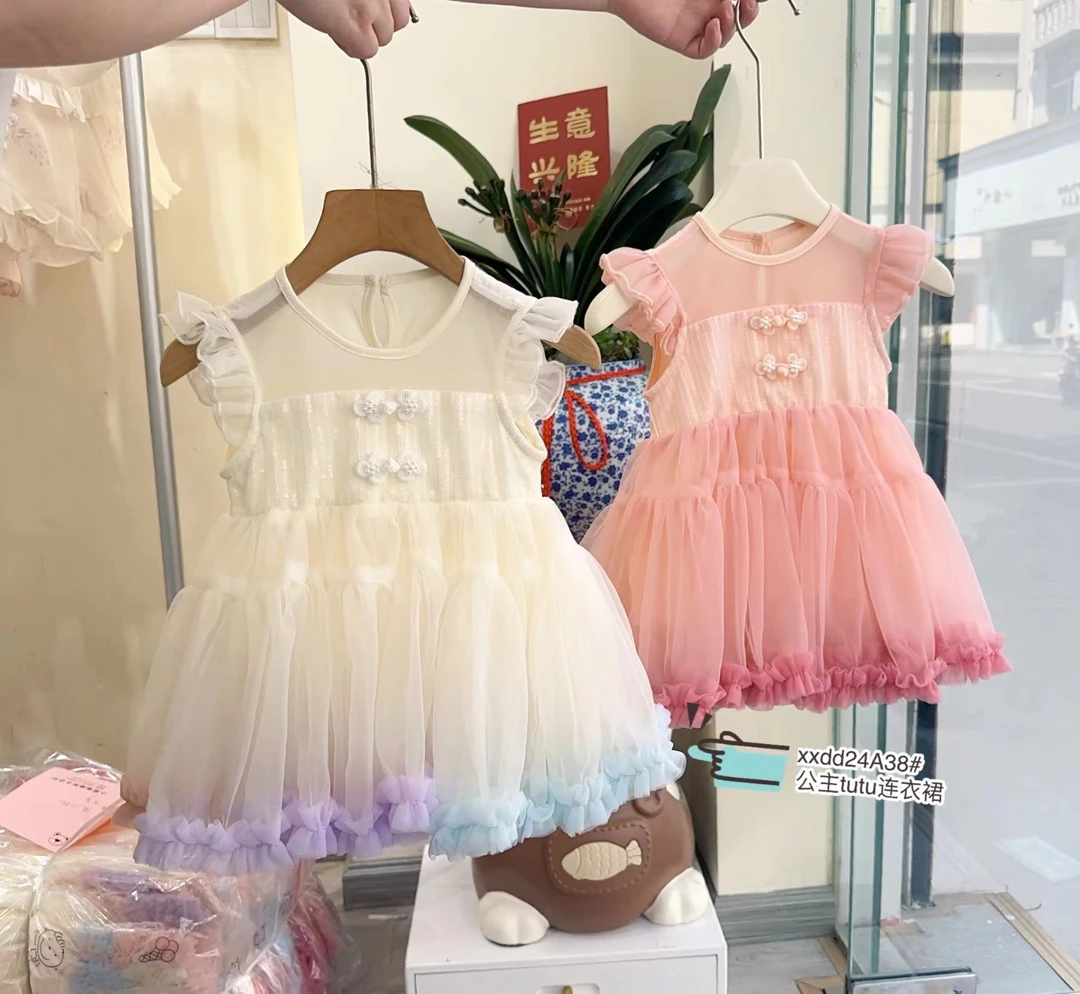 女小童夏季连体tutu裙女宝宝网纱吊带蓬蓬纱小公主裙