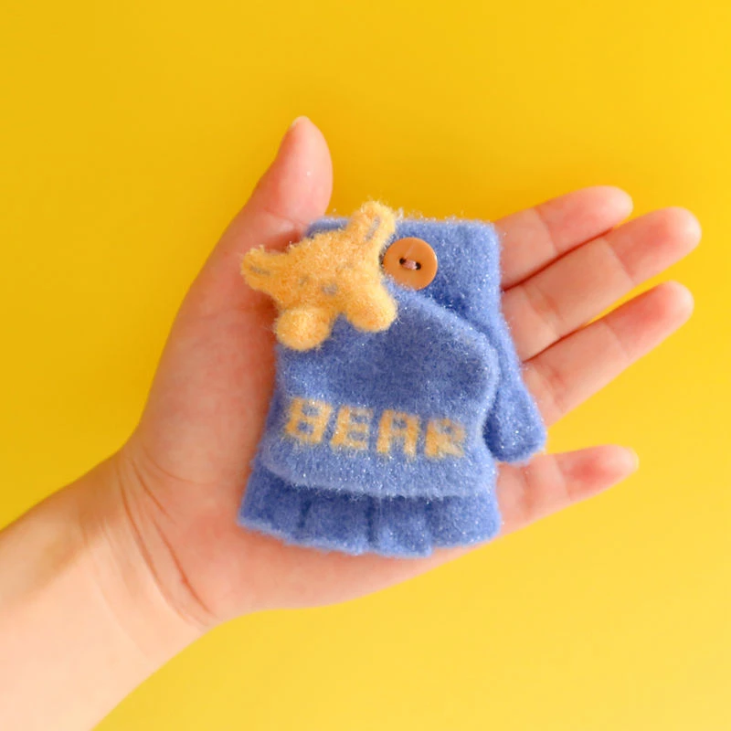 新生婴幼儿宝宝手套卡通可爱秋冬季半指男女儿童翻盖保暖可爱0岁2