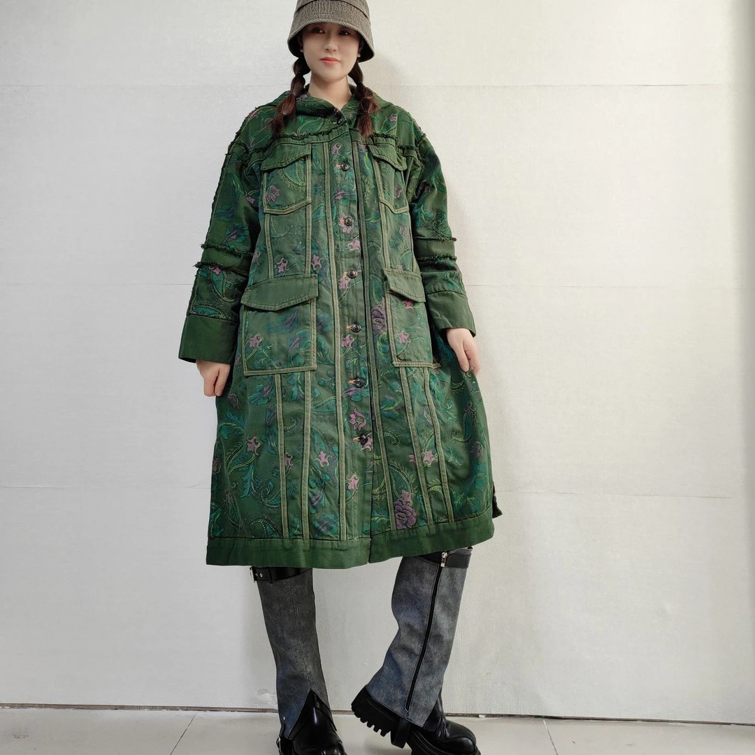 念北穿搭印花重工加厚百搭宽松保暖外套W