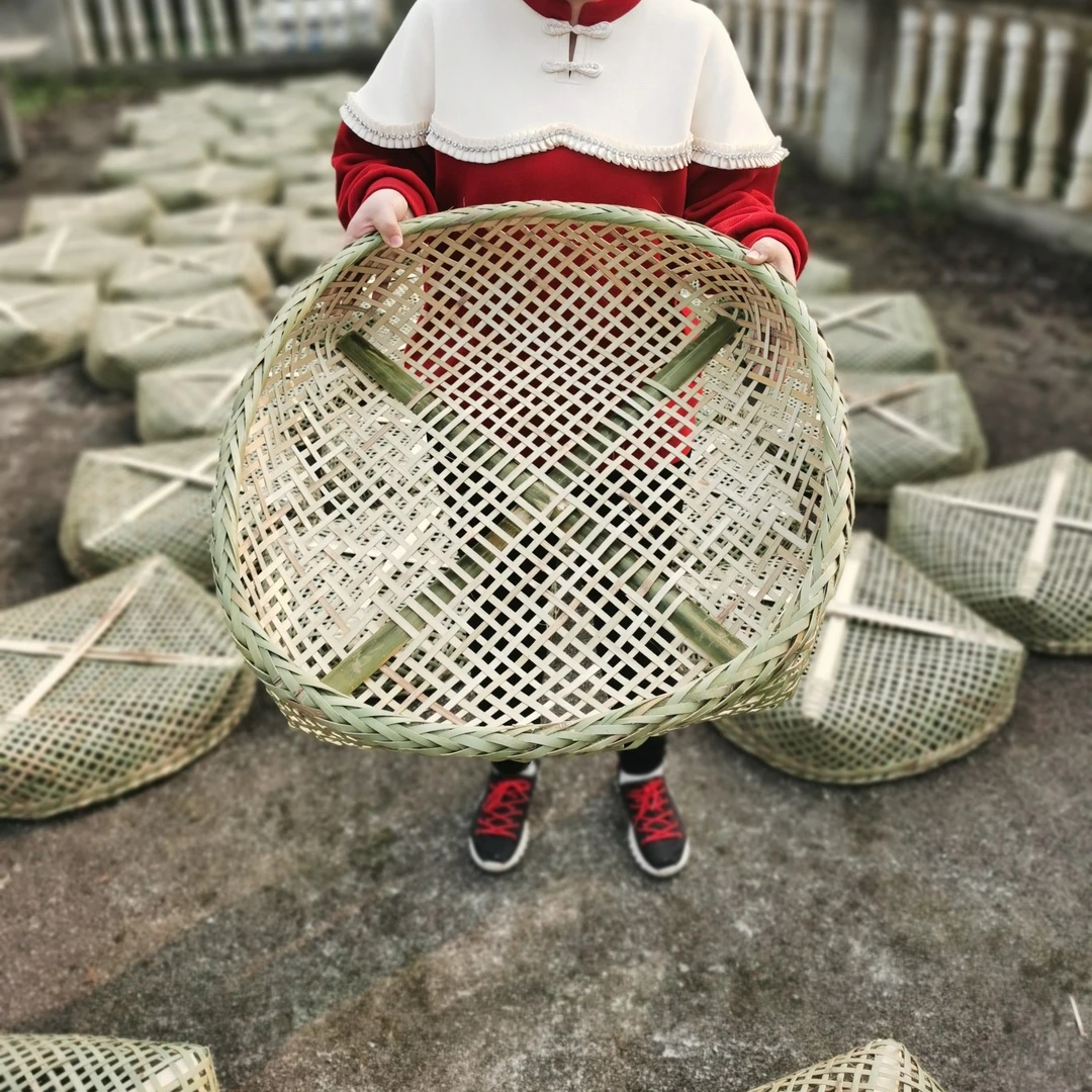 大孔筛子竹编孔筛簸箕灰筛晾晒蔬菜鱼干手工竹编竹制品55 65厘米