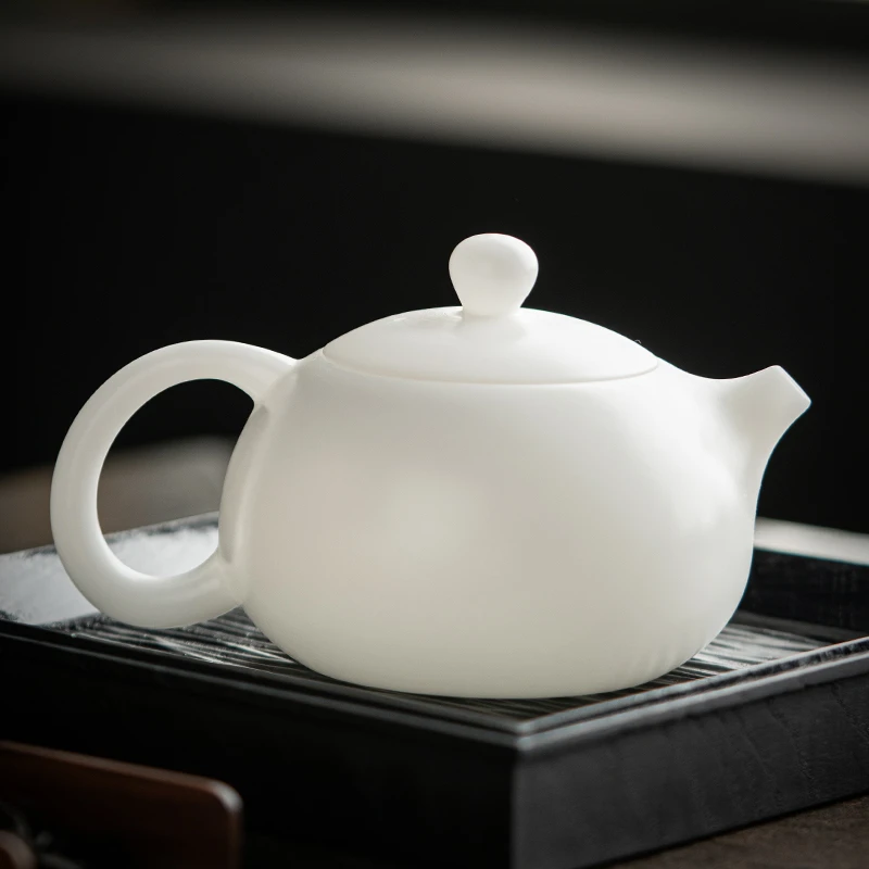能提会转凤鸣茶壶家用手工陶瓷单壶薄胎德化羊脂玉冰种白瓷西施壶