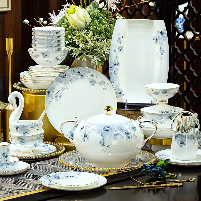 [浮生若梦]景德镇高档骨瓷中式典雅家用乔迁送礼新居餐具礼盒套装